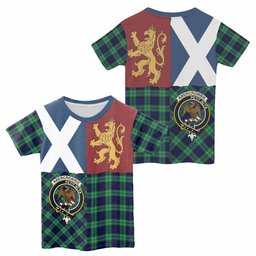 ScotsTee Shop Scottish Abercrombie Crest Tartan T-shirt Lion Rampant Saltire Style