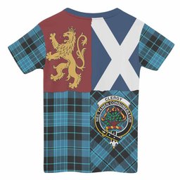 ScotsTee Shop Scottish Clergy Crest Tartan T-shirt Lion Rampant Saltire Style