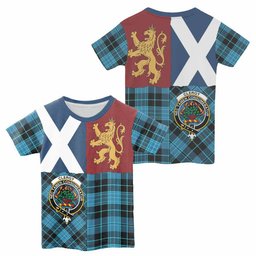 ScotsTee Shop Scottish Clergy Crest Tartan T-shirt Lion Rampant Saltire Style