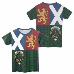 ScotsTee Shop Scottish Davidson Crest Tartan T-shirt Lion Rampant Saltire Style