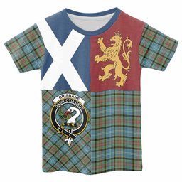 ScotsTee Shop Scottish Brisbane Crest Tartan T-shirt Lion Rampant Saltire Style