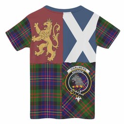 ScotsTee Shop Scottish Chalmers Crest Tartan T-shirt Lion Rampant Saltire Style