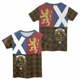 ScotsTee Shop Scottish Buchan Crest Tartan T-shirt Lion Rampant Saltire Style