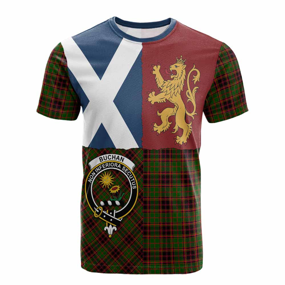 ScotsTee Shop Scottish Buchan Crest Tartan T-shirt Lion Rampant Saltire Style