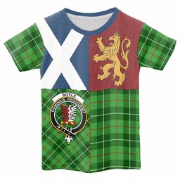 ScotsTee Shop Scottish Boyle Crest Tartan T-shirt Lion Rampant Saltire Style