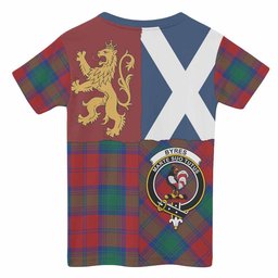 ScotsTee Shop Scottish Byres (Byses) Crest Tartan T-shirt Lion Rampant Saltire Style