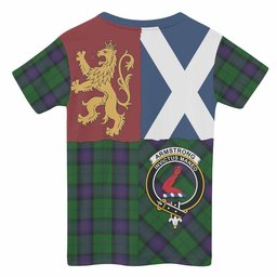 ScotsTee Shop Scottish Armstrong Crest Tartan T-shirt Lion Rampant Saltire Style