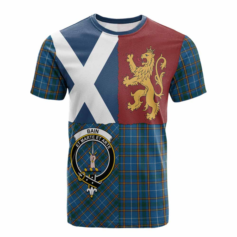 ScotsTee Shop Scottish Bain Crest Tartan T-shirt Lion Rampant Saltire Style
