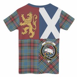 ScotsTee Shop Scottish Beaton Crest Tartan T-shirt Lion Rampant Saltire Style
