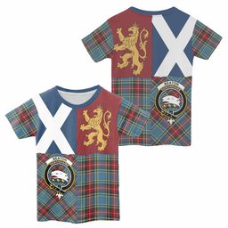 ScotsTee Shop Scottish Beaton Crest Tartan T-shirt Lion Rampant Saltire Style
