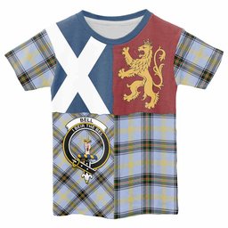 ScotsTee Shop Scottish Bell Crest Tartan T-shirt Lion Rampant Saltire Style