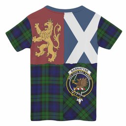 ScotsTee Shop Scottish Bannatyne Crest Tartan T-shirt Lion Rampant Saltire Style