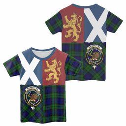 ScotsTee Shop Scottish Bannatyne Crest Tartan T-shirt Lion Rampant Saltire Style