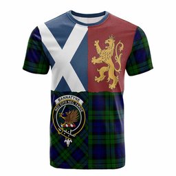 ScotsTee Shop Scottish Bannatyne Crest Tartan T-shirt Lion Rampant Saltire Style