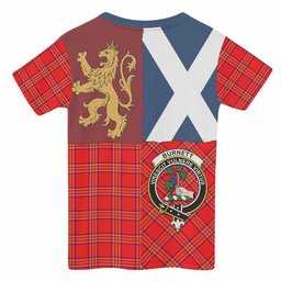 ScotsTee Shop Scottish Burnett Crest Tartan T-shirt Lion Rampant Saltire Style