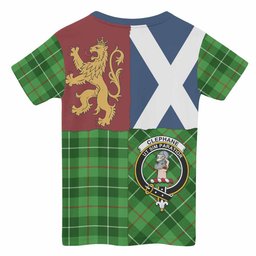 ScotsTee Shop Scottish Clephane (Clephan) Crest Tartan T-shirt Lion Rampant Saltire Style