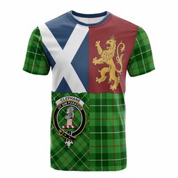 ScotsTee Shop Scottish Clephane (Clephan) Crest Tartan T-shirt Lion Rampant Saltire Style