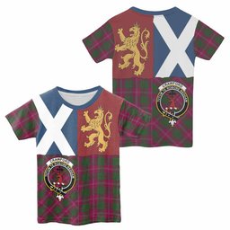 ScotsTee Shop Scottish Crawford Crest Tartan T-shirt Lion Rampant Saltire Style
