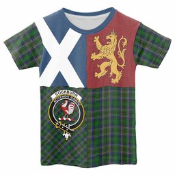 ScotsTee Shop Scottish Cockburn Crest Tartan T-shirt Lion Rampant Saltire Style