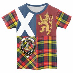 ScotsTee Shop Scottish Dewar Crest Tartan T-shirt Lion Rampant Saltire Style