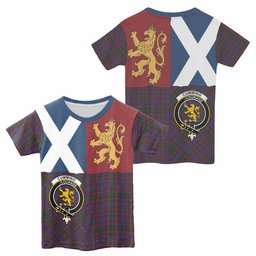 ScotsTee Shop Scottish Cumming Crest Tartan T-shirt Lion Rampant Saltire Style