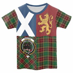 ScotsTee Shop Scottish Baxter Crest Tartan T-shirt Lion Rampant Saltire Style
