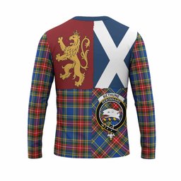 ScotsTee Shop Scottish Bethune Crest Tartan T-shirt Lion Rampant Saltire Style