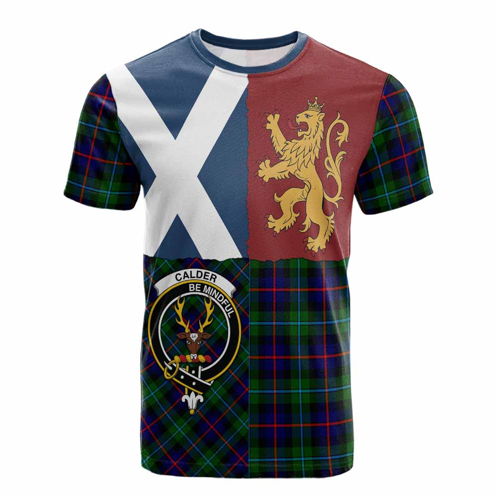 ScotsTee Shop Scottish Calder Crest Tartan T-shirt Lion Rampant Saltire Style