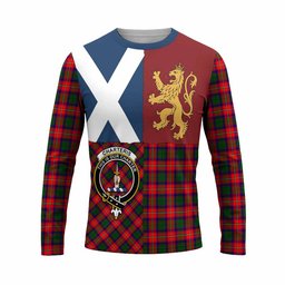 ScotsTee Shop Scottish Charteris Crest Tartan T-shirt Lion Rampant Saltire Style