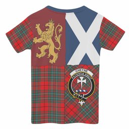 ScotsTee Shop Scottish Cheyne Crest Tartan T-shirt Lion Rampant Saltire Style