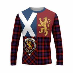 ScotsTee Shop Scottish Brown (Broun) Crest Tartan T-shirt Lion Rampant Saltire Style
