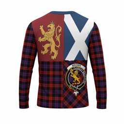 ScotsTee Shop Scottish Brown (Broun) Crest Tartan T-shirt Lion Rampant Saltire Style