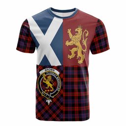 ScotsTee Shop Scottish Brown (Broun) Crest Tartan T-shirt Lion Rampant Saltire Style