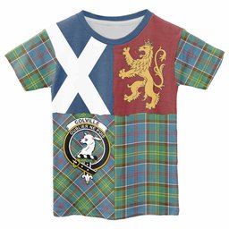 ScotsTee Shop Scottish Colville Crest Tartan T-shirt Lion Rampant Saltire Style