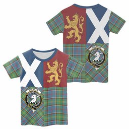 ScotsTee Shop Scottish Colville Crest Tartan T-shirt Lion Rampant Saltire Style