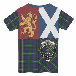 ScotsTee Shop Scottish Forbes Crest Tartan T-shirt Lion Rampant Saltire Style