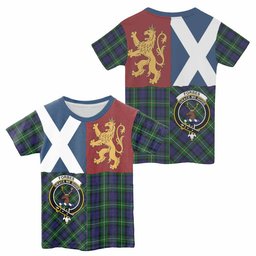 ScotsTee Shop Scottish Forbes Crest Tartan T-shirt Lion Rampant Saltire Style