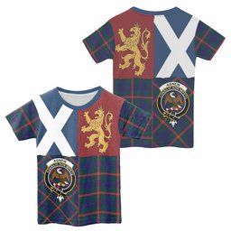 ScotsTee Shop Scottish Agnew Crest Tartan T-shirt Lion Rampant Saltire Style
