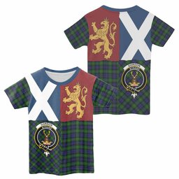 ScotsTee Shop Scottish Gordon Crest Tartan T-shirt Lion Rampant Saltire Style