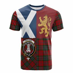 ScotsTee Shop Scottish MacLean (McLean) Crest Tartan T-shirt Lion Rampant Saltire Style