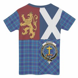 ScotsTee Shop Scottish Mercer Crest Tartan T-shirt Lion Rampant Saltire Style