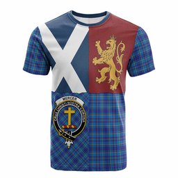 ScotsTee Shop Scottish Mercer Crest Tartan T-shirt Lion Rampant Saltire Style