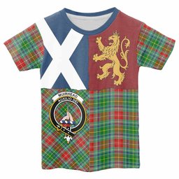 ScotsTee Shop Scottish Muirhead Crest Tartan T-shirt Lion Rampant Saltire Style