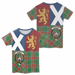 ScotsTee Shop Scottish Muirhead Crest Tartan T-shirt Lion Rampant Saltire Style