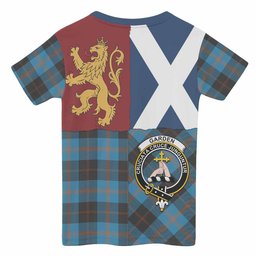 ScotsTee Shop Scottish Garden (Gardyne) Crest Tartan T-shirt Lion Rampant Saltire Style