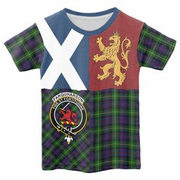 ScotsTee Shop Scottish Farquharson Crest Tartan T-shirt Lion Rampant Saltire Style
