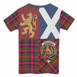 ScotsTee Shop Scottish MacGowan (McGowan) Crest Tartan T-shirt Lion Rampant Saltire Style