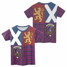 ScotsTee Shop Scottish Montgomery Crest Tartan T-shirt Lion Rampant Saltire Style
