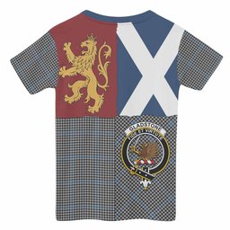 ScotsTee Shop Scottish Gladstone (Gladstanes) Crest Tartan T-shirt Lion Rampant Saltire Style