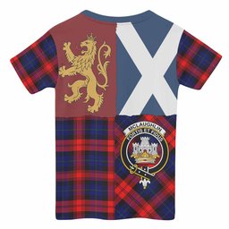 ScotsTee Shop Scottish McLaughlin Crest Tartan T-shirt Lion Rampant Saltire Style